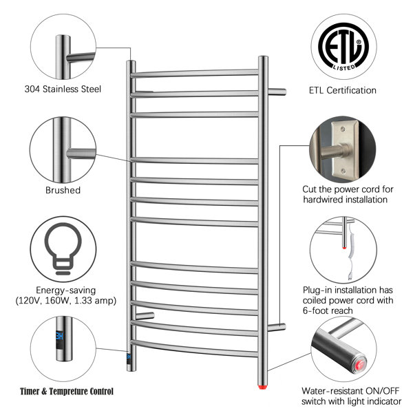 HEATGENE Electric Towel Warmer with Timer and Temperature Control